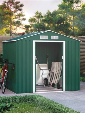 7x6 BillyOh Ranger Apex Metal Shed With Foundation Kit - Dark Green