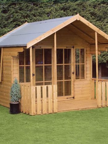 10' x 10' Traditional Woodstock Wooden Summer House With Veranda