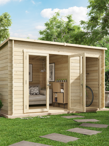12x8 BillyOh Tianna Log Cabin Summerhouse with Side Store - 28mm | Pressure Treated