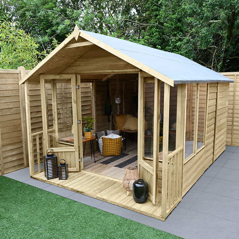 8' x 12' Forest Oakley 25yr Guarantee Double Door Apex Summer House (2.61m x 3.60m)