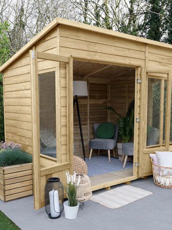 8' x 6' Forest Oakley 25yr Guarantee Double Door Pent Summer House (2.51m x 2.03m)