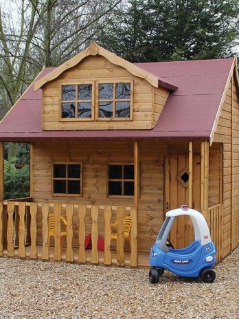 10' x 10' Traditional Swiss Cottage 2 Storey Kids Playhouse With Veranda