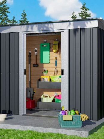 6' x 4' Yardmaster Castleton Anthracite Pent Metal Shed (1.98m x 1.19m)