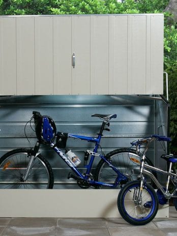 6'4 x 2'9 Trimetals Ramped Metal Bike Shed - Cream (1.95m x 0.88m)