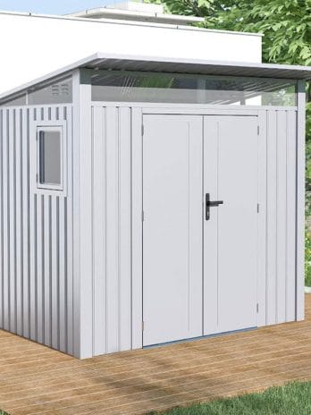 7' x 6' Lotus Minos White Aluminium Metal Shed (2.32m x 1.91m)