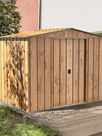 BillyOh Top Woodgrain Apex Metal Shed - 8x6
