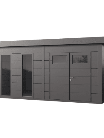 Telluria 18x12ft Eleganto Premier Steel Shed Office - 5.4m x 3.6m - Metal Garden Room - Steel Frame Garden Building